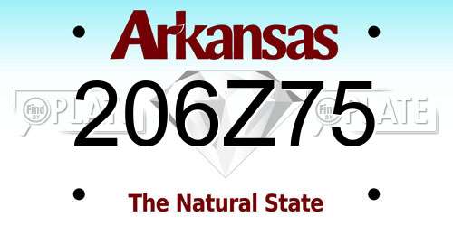 206Z75 Arkansas License Plate