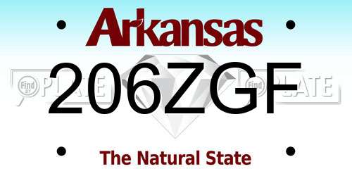 206ZGF Arkansas License Plate