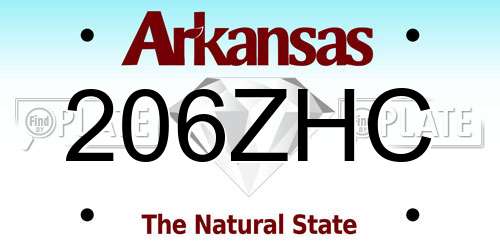 206ZHC Arkansas License Plate