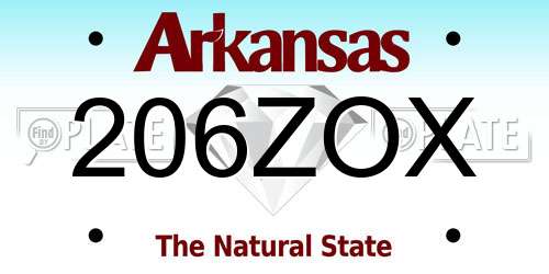 206ZOX Arkansas License Plate
