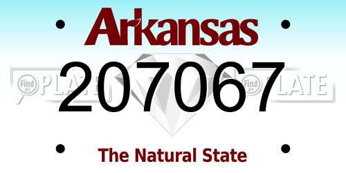207067 Arkansas License Plate