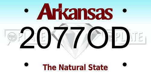 2077OD Arkansas License Plate