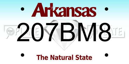 207BM8 Arkansas License Plate