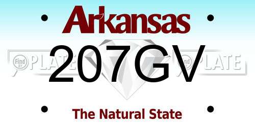 207GV Arkansas License Plate