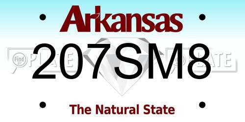 207SM8 Arkansas License Plate