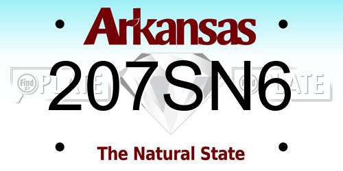 207SN6 Arkansas License Plate