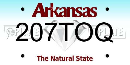 207TOQ Arkansas License Plate