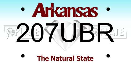 207UBR Arkansas License Plate