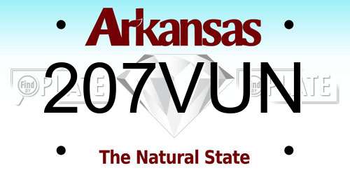 207VUN Arkansas License Plate