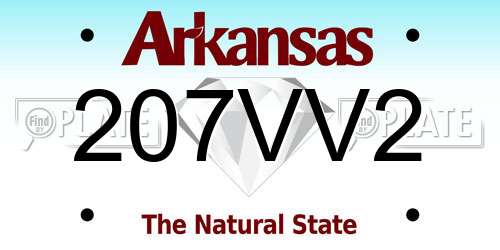 207VV2 Arkansas License Plate