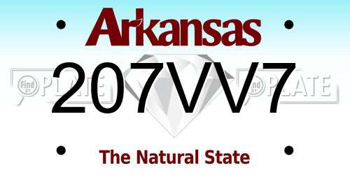 207VV7 Arkansas License Plate