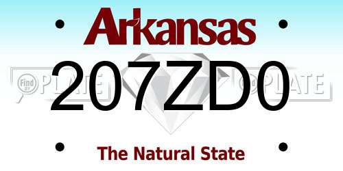 207ZD0 Arkansas License Plate