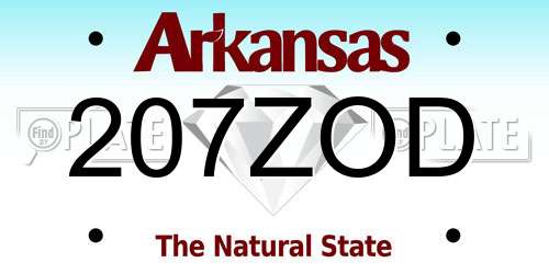 207ZOD Arkansas License Plate