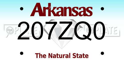 207ZQ0 Arkansas License Plate