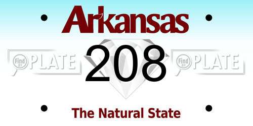 208 Arkansas License Plate