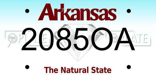 2085OA Arkansas License Plate