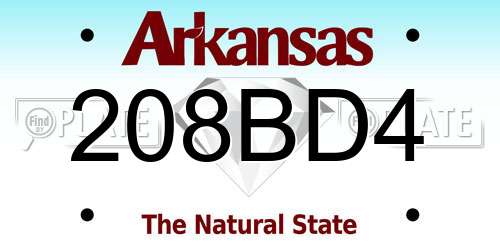 208BD4 Arkansas License Plate