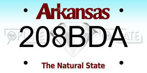 208BDA Arkansas License Plate