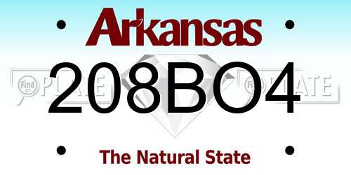 208BO4 Arkansas License Plate