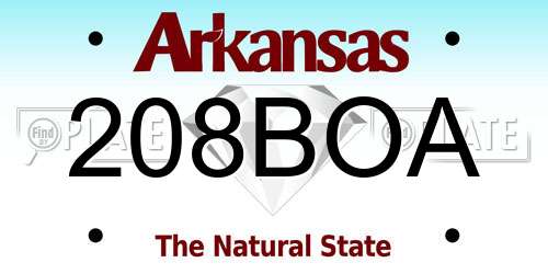 208BOA Arkansas License Plate