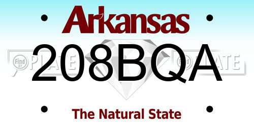 208BQA Arkansas License Plate