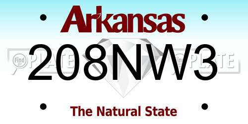 208NW3 Arkansas License Plate
