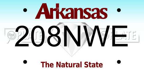 208NWE Arkansas License Plate