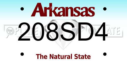 208SD4 Arkansas License Plate