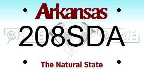 208SDA Arkansas License Plate