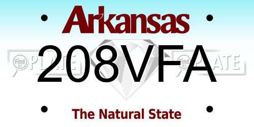 208VFA Arkansas License Plate