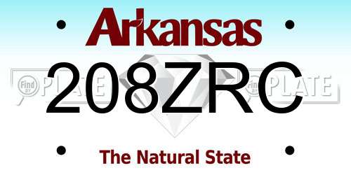 208ZRC Arkansas License Plate