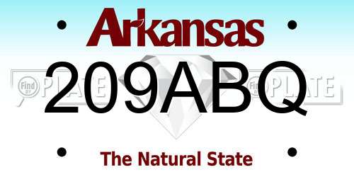 209ABQ Arkansas License Plate