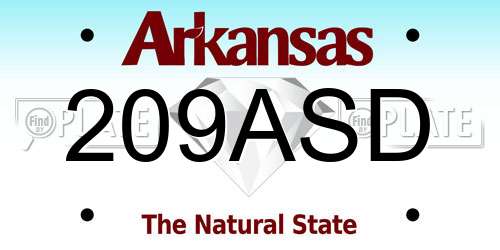 209ASD Arkansas License Plate