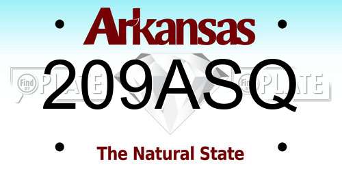 209ASQ Arkansas License Plate