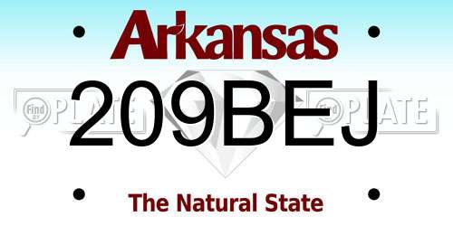 209BEJ Arkansas License Plate