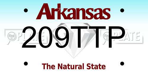 209TTP Arkansas License Plate