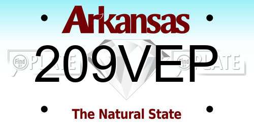 209VEP Arkansas License Plate