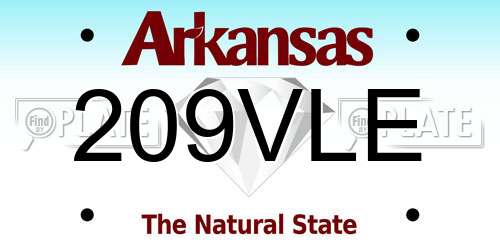 209VLE Arkansas License Plate