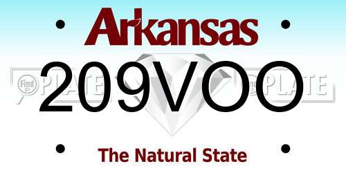 209VOO Arkansas License Plate
