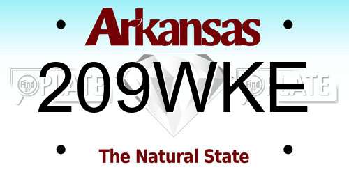 209WKE Arkansas License Plate