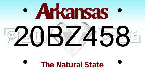 20BZ458 Arkansas License Plate