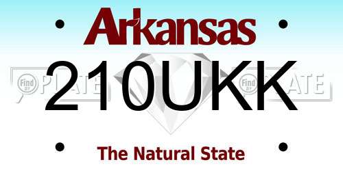 210UKK Arkansas License Plate