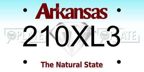 210XL3 Arkansas License Plate