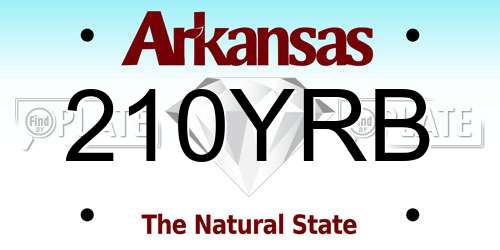 210YRB Arkansas License Plate