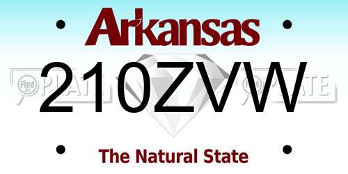 210ZVW Arkansas License Plate