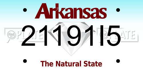 21191I5 Arkansas License Plate