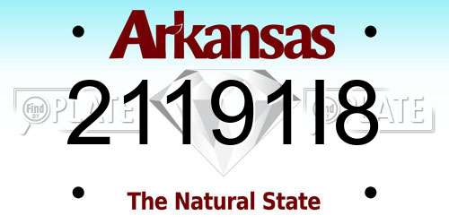 21191I8 Arkansas License Plate