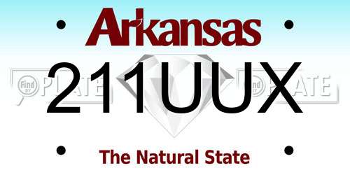 211UUX Arkansas License Plate