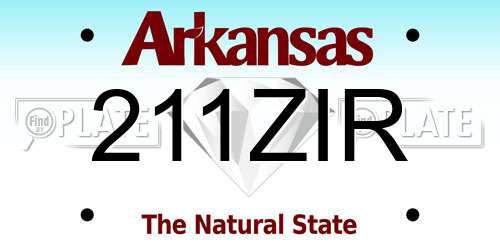 211ZIR Arkansas License Plate