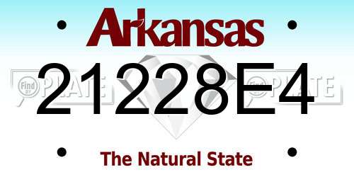 21228E4 Arkansas License Plate